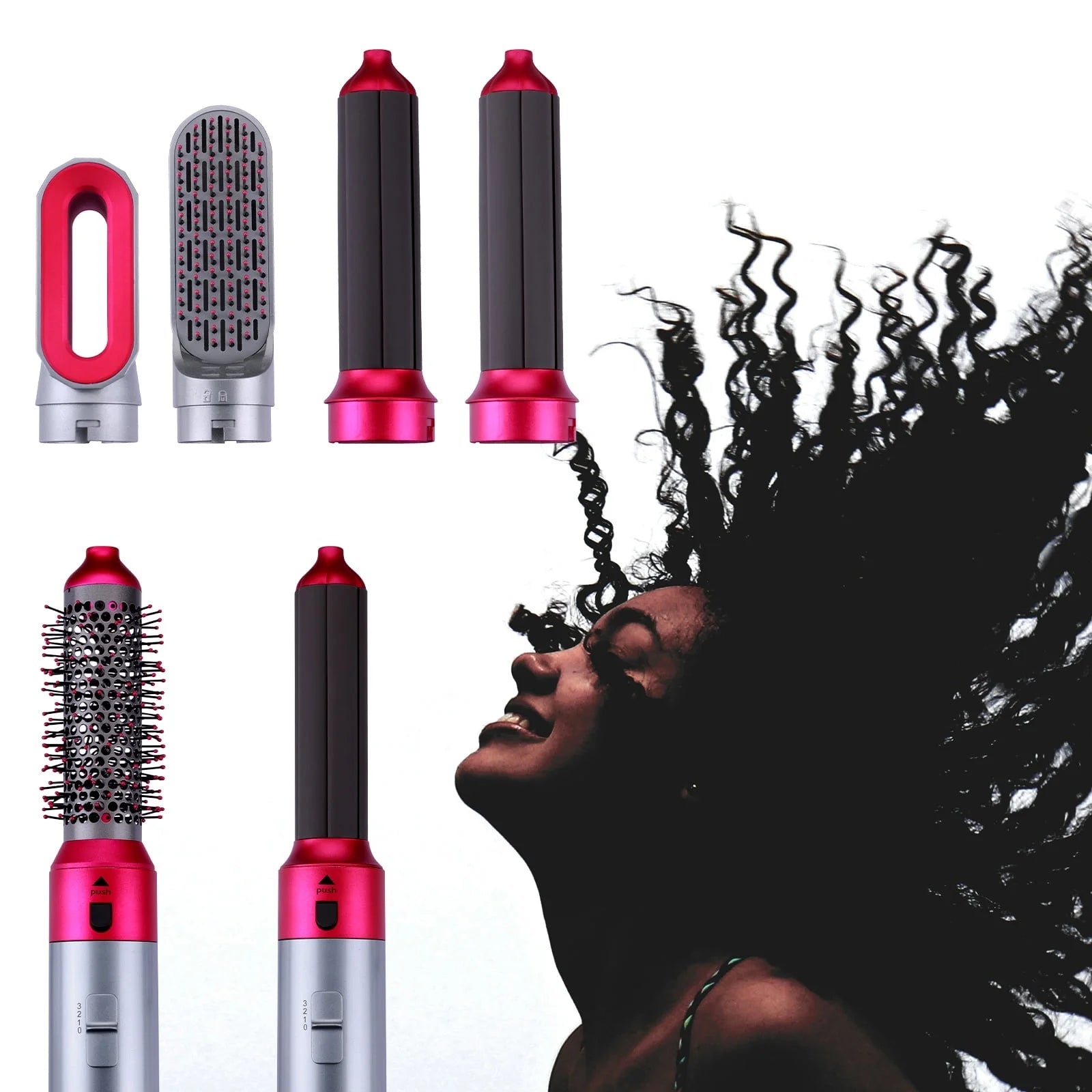 5-In-1 Hot Air Brush with Detachable Brush Heads for Straightening, Curling, and Styling