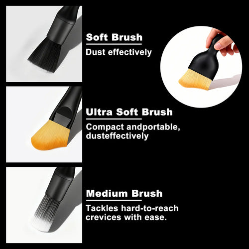 Car Detailing Brush Set of 4 - Soft Hair Brushes for Interior & Exterior Cleaning, Wheel Cleaner & Leather Seat Vent Dust Brush for Auto Detailing, Washing, and Care